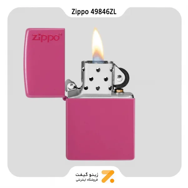 فندک زیپو صورتی پر رنگ طرح لوگو زیپو مدل 49846 زد ال-​Zippo Lighter 49846ZL FREQUENCY ZIPPO LOGO