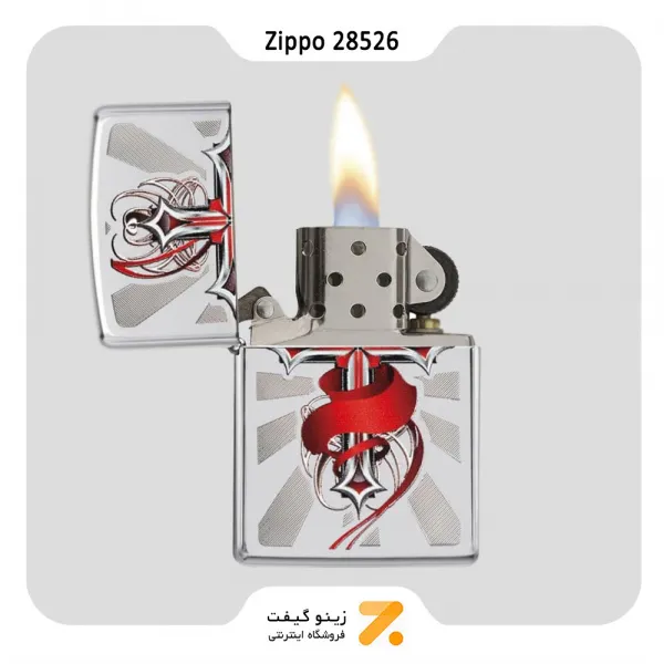 فندک زیپو طرح صلیب مدل 28526-​Zippo Lighter 28526- 250-000006 CROSS WITH WINGS