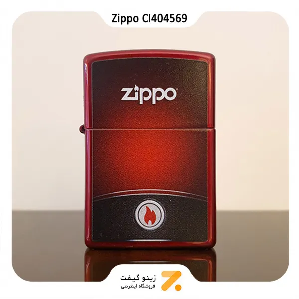 فندک زیپو طرح لوگو زیپو و شعله مدل سی آی 404569-Zippo Lighter ​21063 CI404569 RED AND BLACK ZIPPO