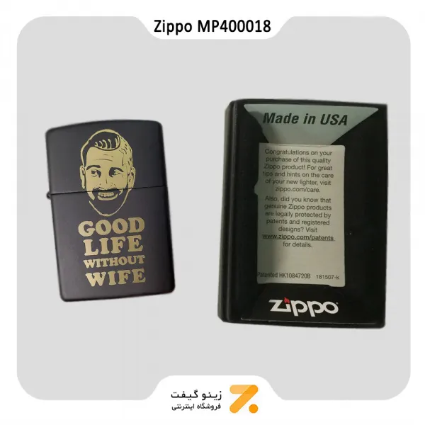 فندک زیپو مدل ام پی 400018 طرح تایپوگرافی-​Zippo Lighter 218 MP400018 GOOD LIFE WITHOUT WI