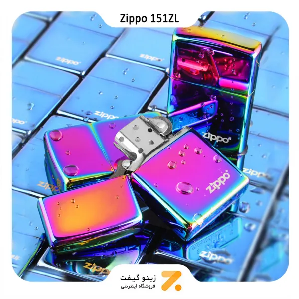 فندک زیپو هفت رنگ طرح لوگو زیپو مدل ۱۵۱ زد ال-Zippo Lighter ​151ZL 151 WZIPPO - LASERED