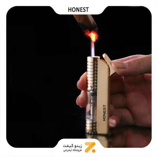 فندک گازی طلایی هانست مدل 2201-13-​Honest Lighter SN-LIHN-2201-13