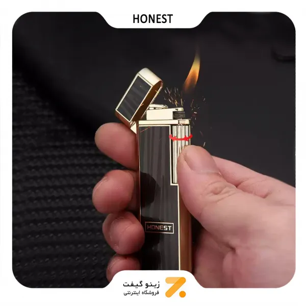 فندک گازی طلایی هانست مدل 2201-18-​Honest Lighter SN-LIHN-2201-18