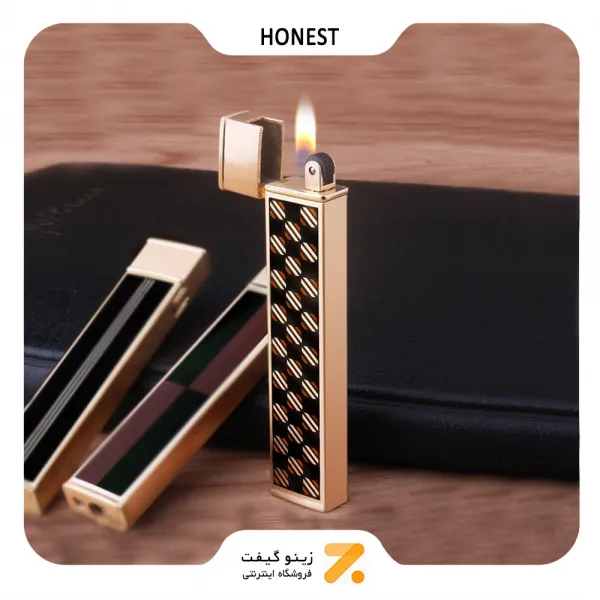 فندک گازی طلایی هانست مدل 2201-49-Honest Lighter SN-LIHN-2201-49