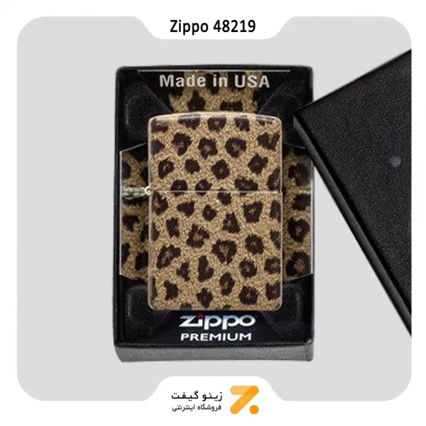 فندک زیپو 540 رنگ مدل 48219 طرح پوست پلنگ-​Zippo Lighter 48219 Leopard Print Design