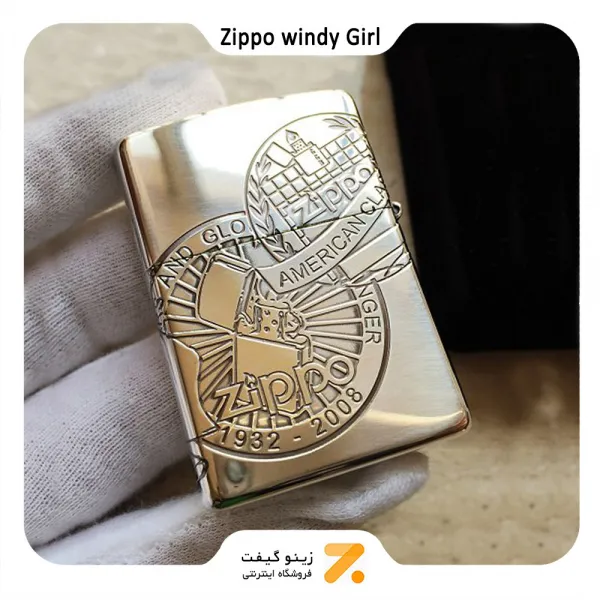 فندک زیپو طلایی مدل لیدی 301-​Zippo Lighter Windy Girl