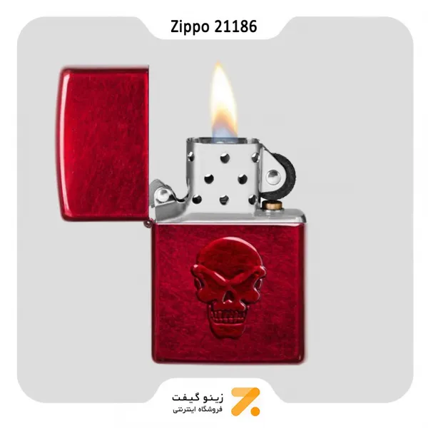 فندک زیپو قرمز مدل 21186 طرح جمجمه-Zippo Lighter 21186-21063 DOOM