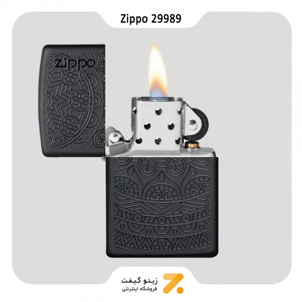 فندک زیپو مدل 29989 طرح خطوط و گل-​Zippo Lighter 29989  Tone on Tone Design