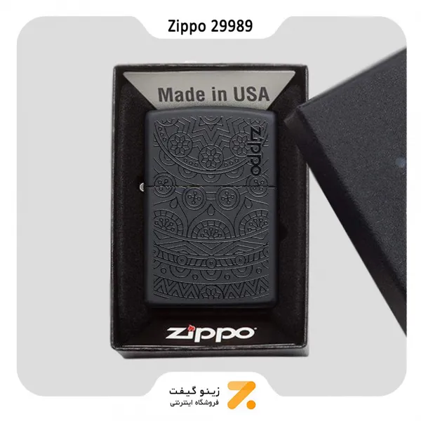 فندک زیپو مدل 29989 طرح خطوط و گل-​Zippo Lighter 29989  Tone on Tone Design