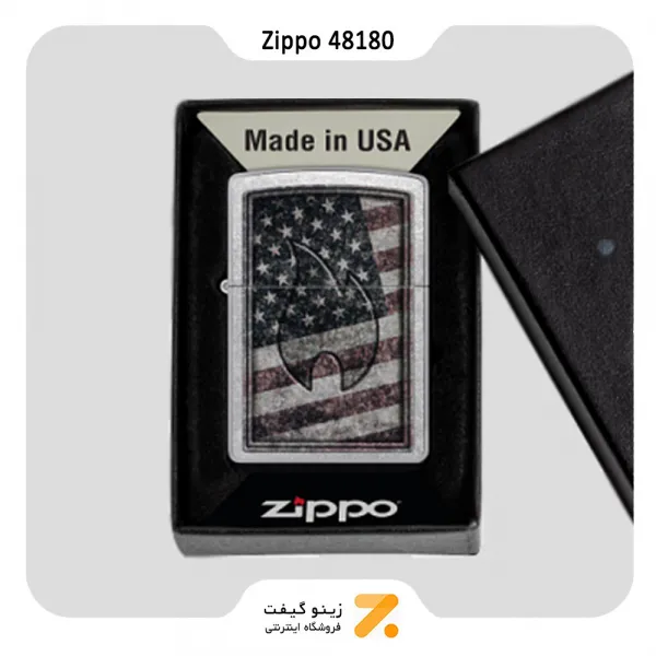 فندک زیپو مدل 48180 طرح پرچم امریکا-Zippo Lighter 48180 Americana Flame Design