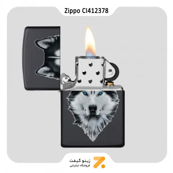 فندک زیپو مشکی مدل سی آی 412378 طرح هاسکی-Zippo Lighter 218 CI412378 SIBERIAN HUSKY DESIG