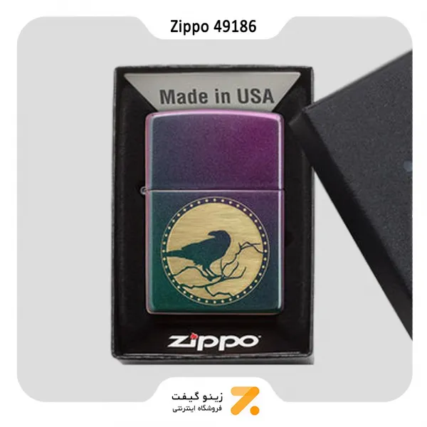 فندک زیپو هفت رنگ مدل 49186 طرح کلاغ سیاه-​Zippo Lighter 49186 49146 RAVEN DESIGN