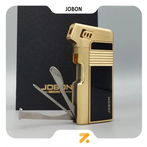 فندک گازی جوبون طلایی با شعله پیپ مدل 2202-30-​Jobon Lighter SN-LIJB-2202-30